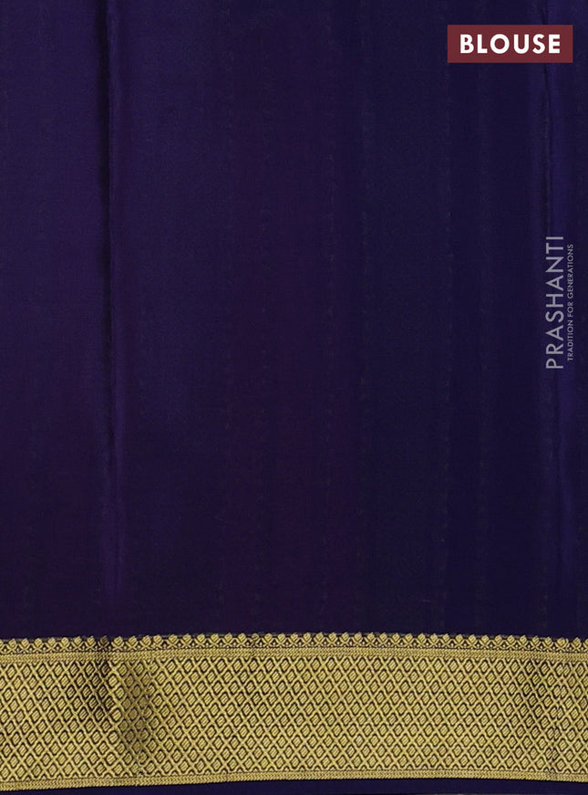 Pure mysore silk saree pink and navy blue with allover zari woven buttas and zari woven border