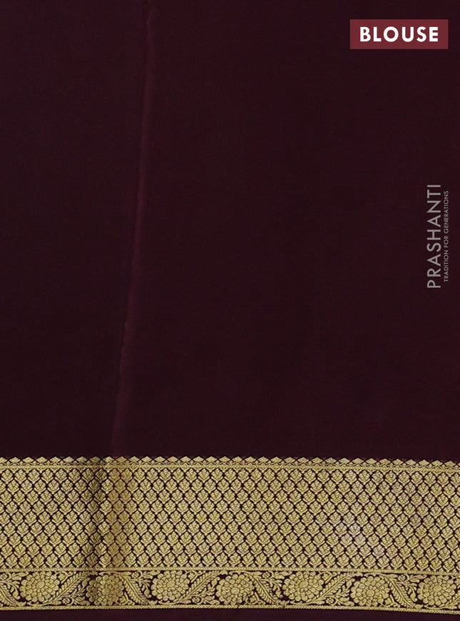 Pure mysore silk saree pista green and coffee brown with allover zari woven buttas and zari woven border
