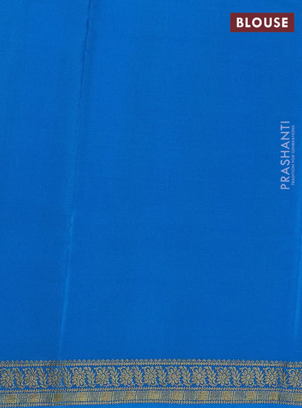 Pure mysore silk saree blue and cs blue with allover zari weaves and zari woven border
