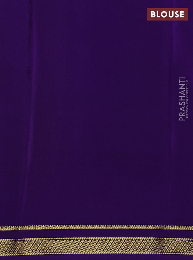 Pure mysore silk saree mustard yellow and violet with allover zari checked pattern and zari woven border
