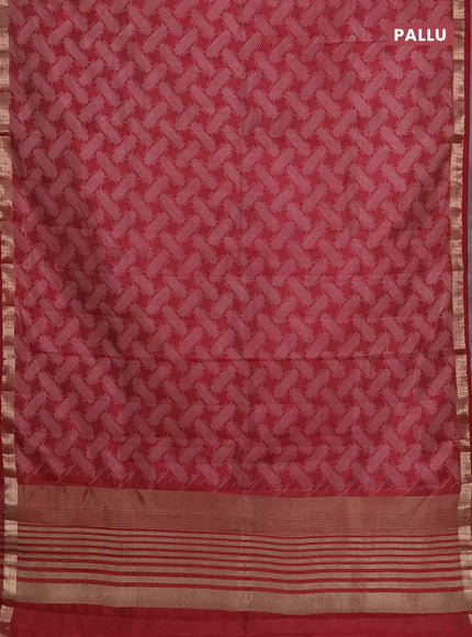 Semi raw silk saree maroon with allover geometric prints and zari woven border