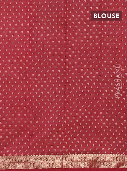Semi raw silk saree maroon with allover geometric prints and zari woven border