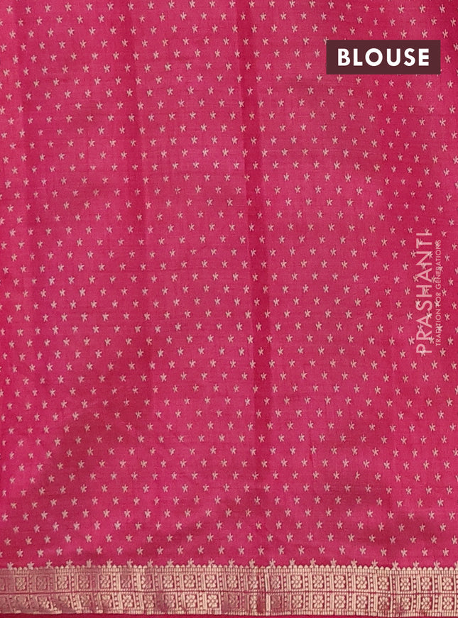 Semi raw silk saree pink with allover geometric prints and zari woven border