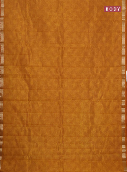 Semi raw silk saree mustard yellow with allover geometric prints and zari woven border