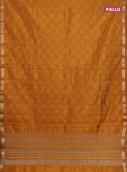 Semi raw silk saree mustard yellow with allover geometric prints and zari woven border