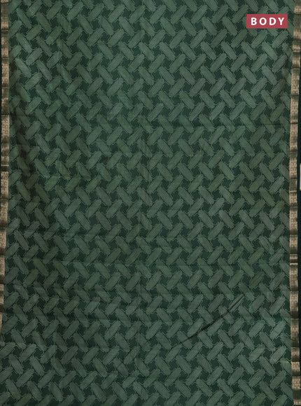 Semi raw silk saree green with allover geometric prints and zari woven border