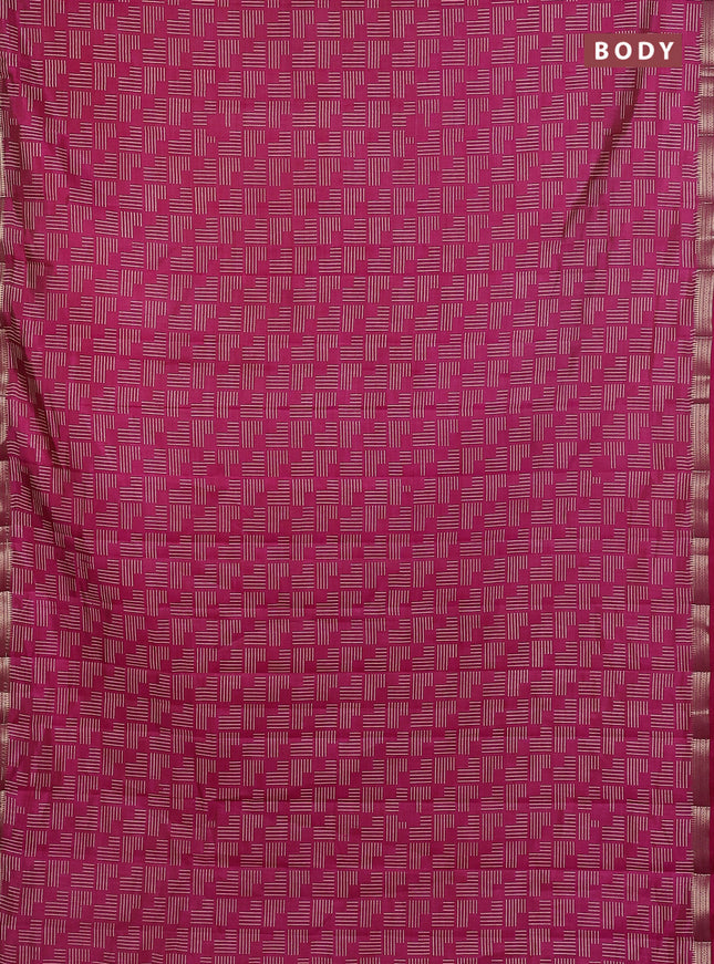 Semi raw silk saree pink with allover geometric prints and zari woven border
