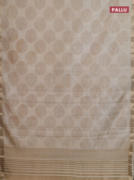 Semi raw silk saree cream with allover geometric butta prints and zari woven border