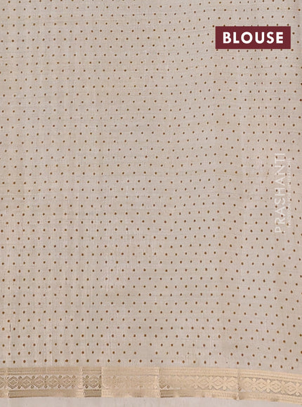 Semi raw silk saree cream with allover geometric butta prints and zari woven border