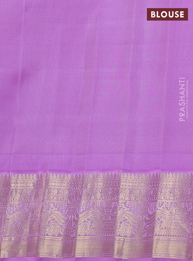 Pure gadwal silk saree pink and lavender with zari woven buttas and temple design zari woven border