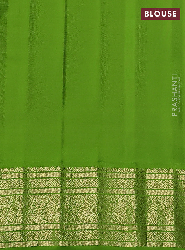 Pure gadwal silk saree light pink and light green with zari woven buttas and temple design paisley zari woven border