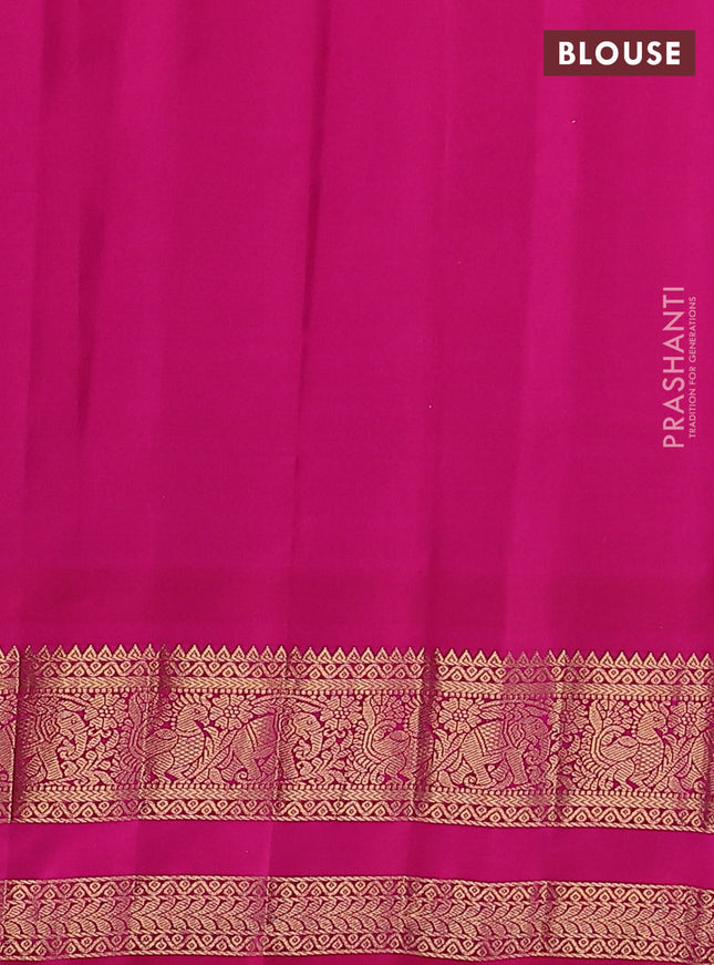 Pure gadwal silk saree blue and pink with zari woven buttas and temple design rettapet zari woven border