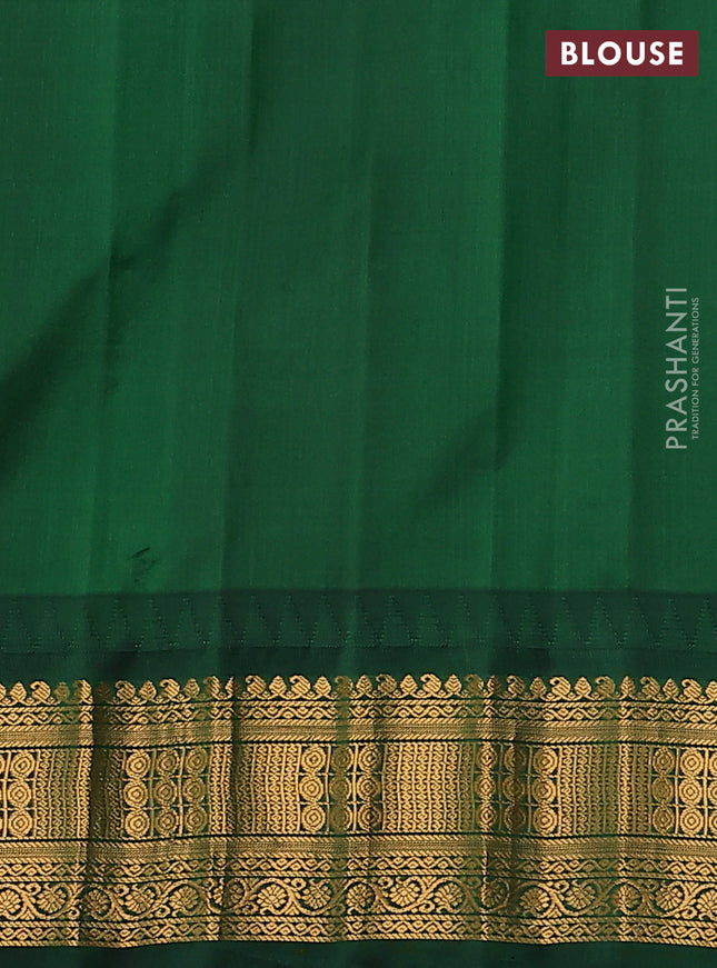 Pure gadwal silk saree red and green with zari woven buttas and temple design zari woven border