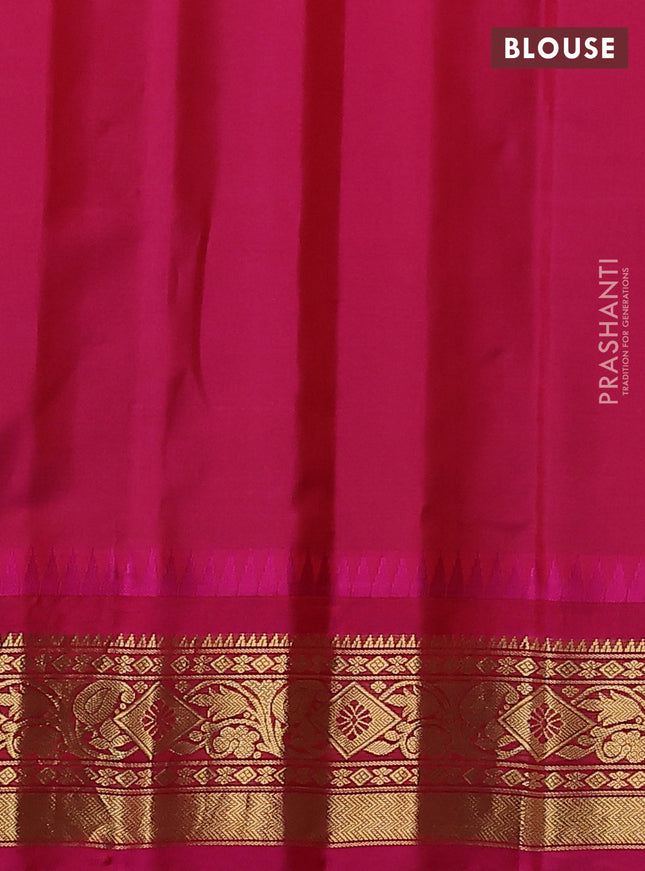 Pure gadwal silk saree purple and pink with zari woven buttas and temple design floral zari woven border