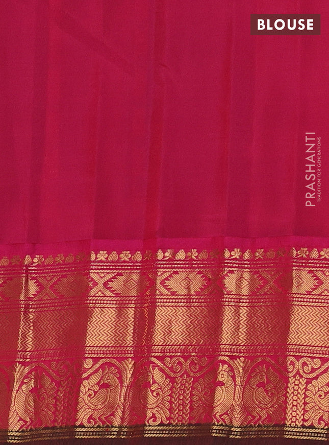 Pure gadwal silk saree teal blue and pink with allover zari checks & buttas and long zari woven border