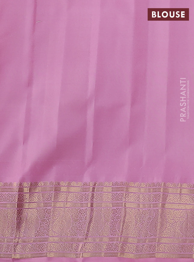 Pure gadwal silk saree cream and light pink with zari woven buttas and temple design paisley zari woven border