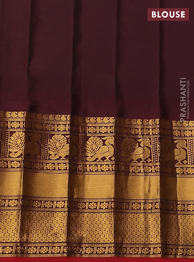 Pure gadwal silk saree pista green and deep maroon with zari woven buttas and long temple design zari woven border