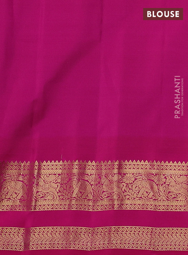 Pure gadwal silk saree cs blue and pink with zari woven buttas and temple design rettapet zari woven border