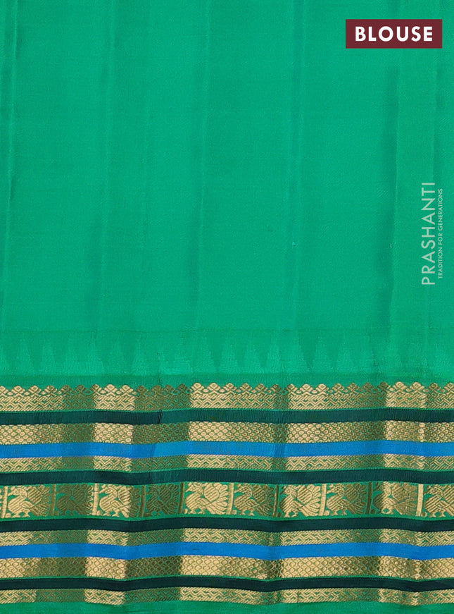 Pure gadwal silk saree pink shade and green with annam zari woven buttas and temple design zari woven border