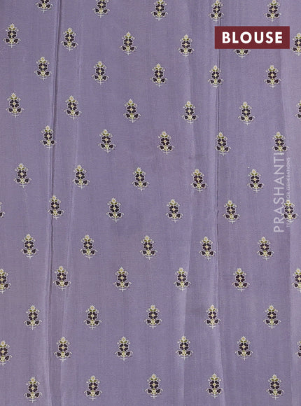 Semi georgette saree grey with allover floral prints and long zari woven border