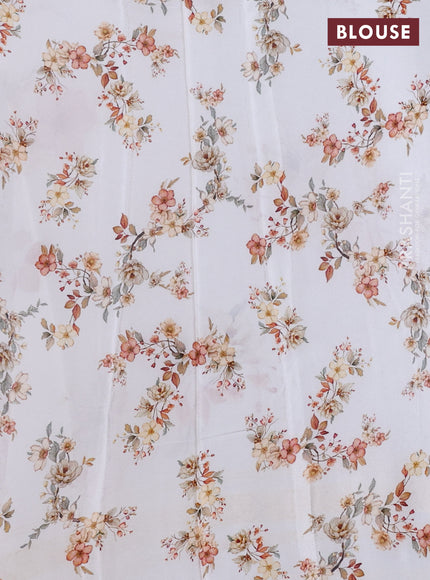 Semi georgette saree off white with allover floral prints and long zari woven border