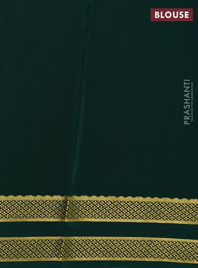 Pure mysore silk saree orange and green with allover zari woven checked pattern and rettapet zari woven borbder