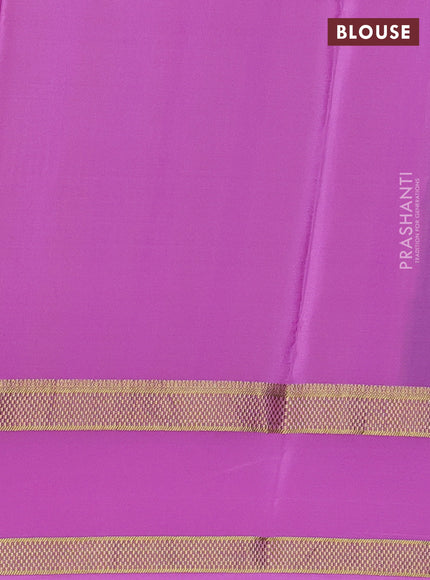 Pure mysore silk saree bottle green and light pink with allover zari woven checked pattern and rettapet zari woven borbder