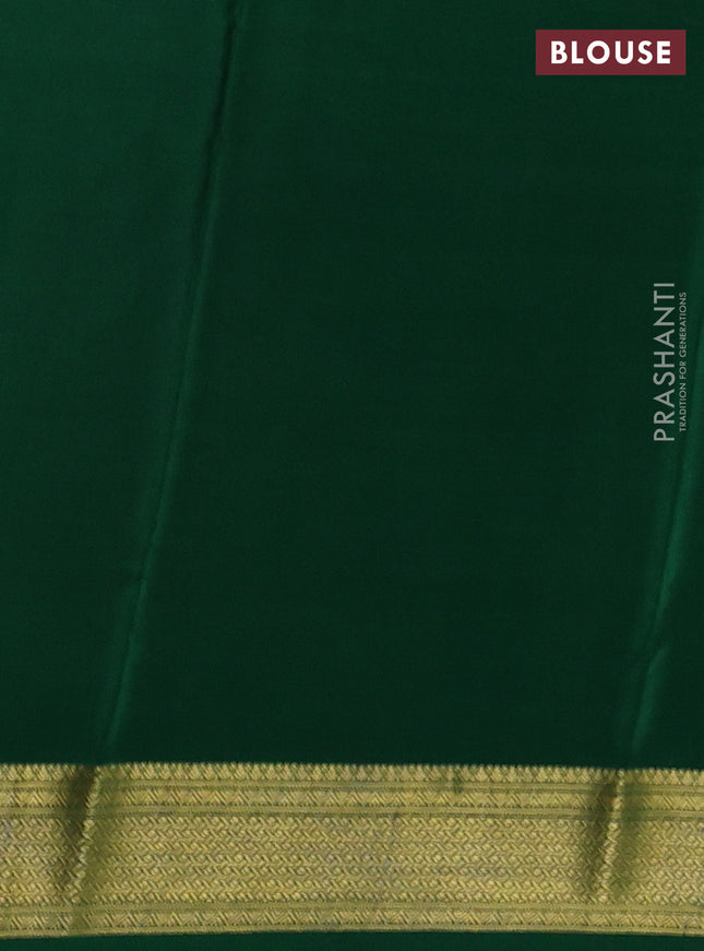 Pure mysore silk saree red and green with allover zari checks & buttas and zari woven borbder