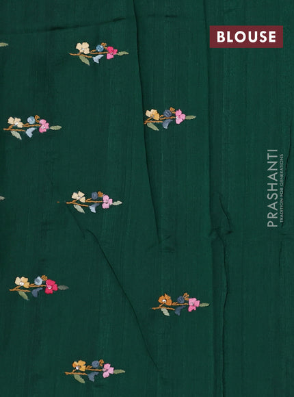 Semi tussar saree green with embroided buttas and embroidery pallu