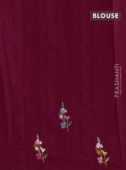 Semi tussar saree maroon with embroided buttas and embroidery pallu