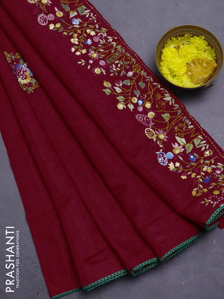 Semi tussar saree pink with embroided buttas and embroidery pallu