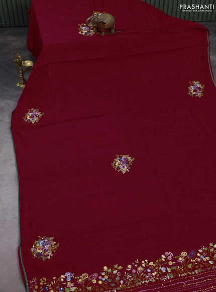Semi tussar saree pink with embroided buttas and embroidery pallu