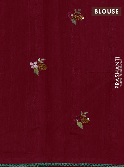 Semi tussar saree pink with embroided buttas and embroidery pallu