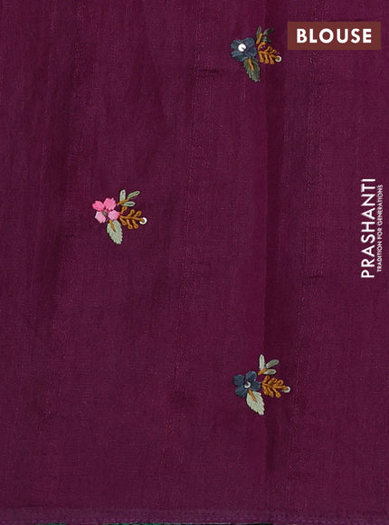 Semi tussar saree purple with embroided buttas and embroidery pallu