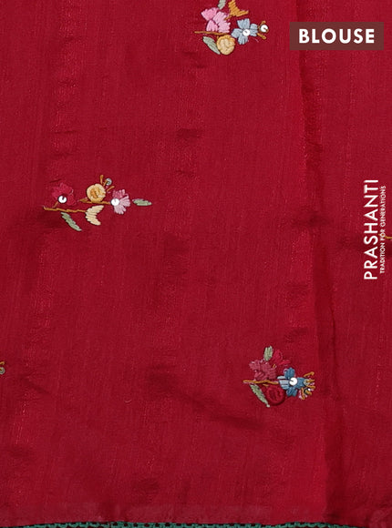 Semi tussar saree maroon with embroided buttas and embroidery pallu