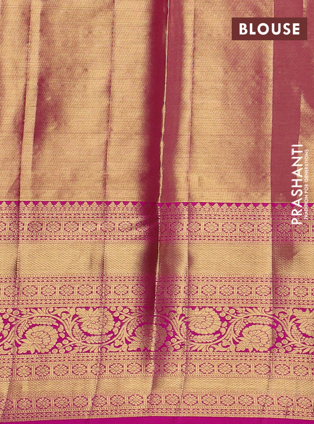 Pure kanchipuram tissue silk saree dual shade of pink with allover zari woven brocade weaves and zari woven border
