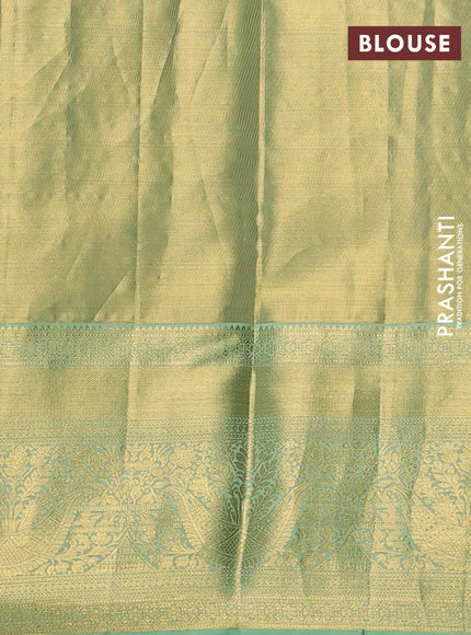 Pure kanchipuram tissue silk saree pista green with allover zari woven brocade weaves and zari woven border