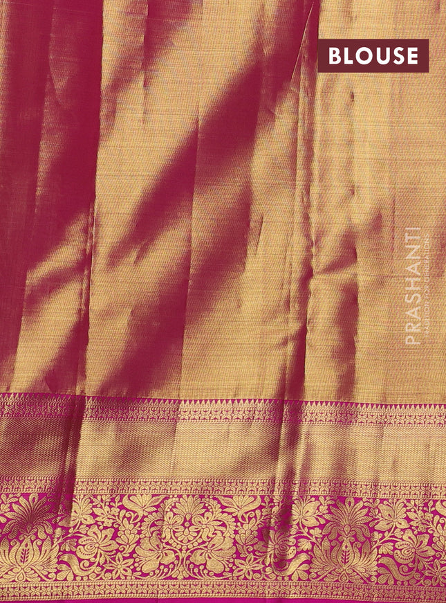 Pure kanchipuram tissue silk saree dual shade of pink with allover zari woven brocade weaves and zari woven border