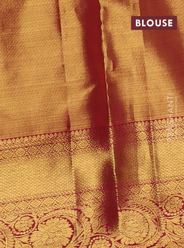 Pure kanchipuram tissue silk saree pink with allover zari woven brocade weaves and zari woven border