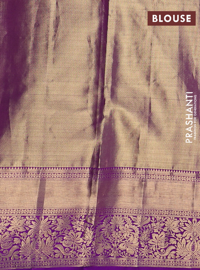 Pure kanchipuram tissue silk saree dual shade of purple with allover zari woven brocade weaves and zari woven border