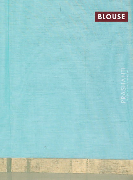 Nithyam cotton saree teal green with thread woven buttas and zari woven border