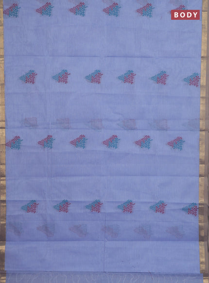 Nithyam cotton saree lavender with thread woven buttas and zari woven border