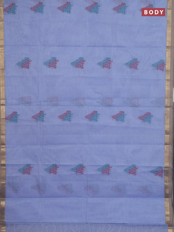 Nithyam cotton saree lavender with thread woven buttas and zari woven border