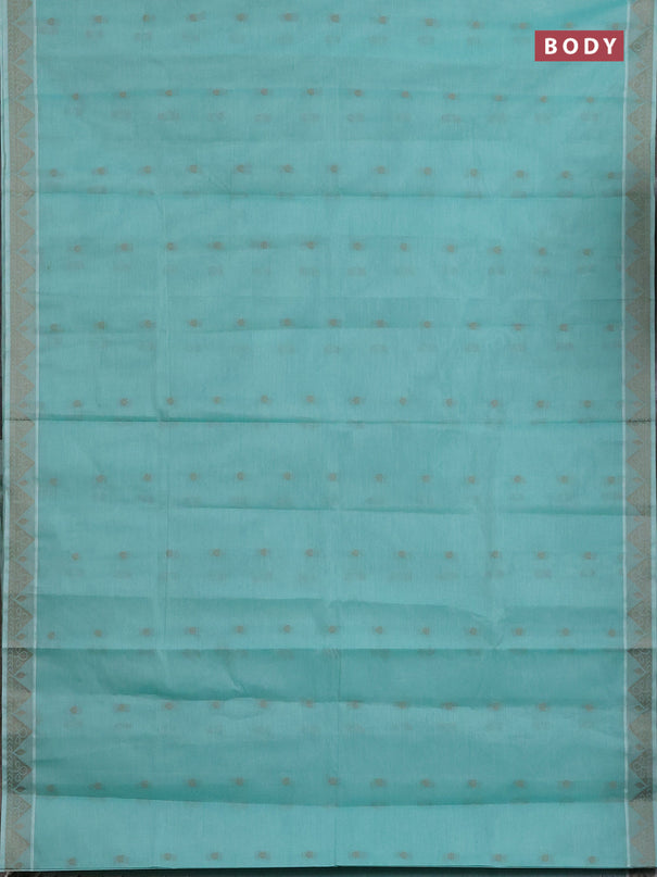 Nithyam cotton saree teal green with thread woven buttas and thread woven border