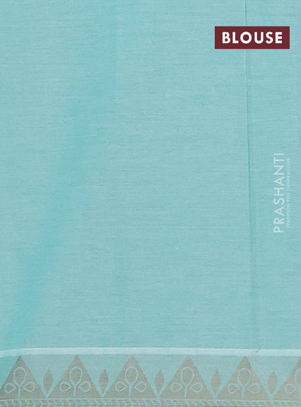 Nithyam cotton saree teal green with thread woven buttas and thread woven border