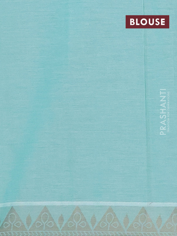 Nithyam cotton saree teal green with thread woven buttas and thread woven border