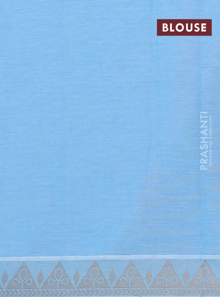 Nithyam cotton saree teal blue with thread woven buttas and thread woven border