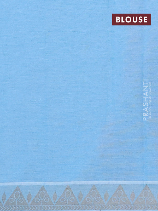 Nithyam cotton saree teal blue with thread woven buttas and thread woven border