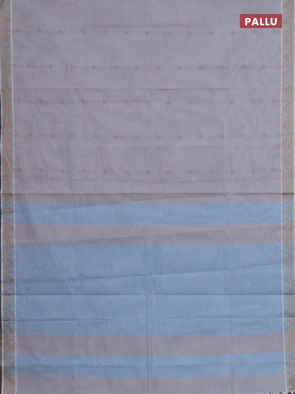 Nithyam cotton saree grey shade with thread woven buttas and thread woven border
