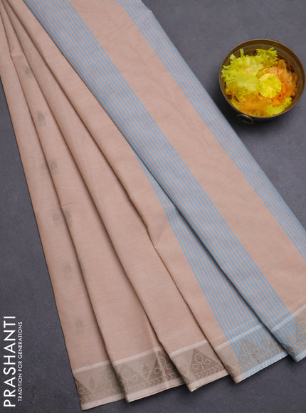 Nithyam cotton saree beige with thread woven buttas and thread woven border